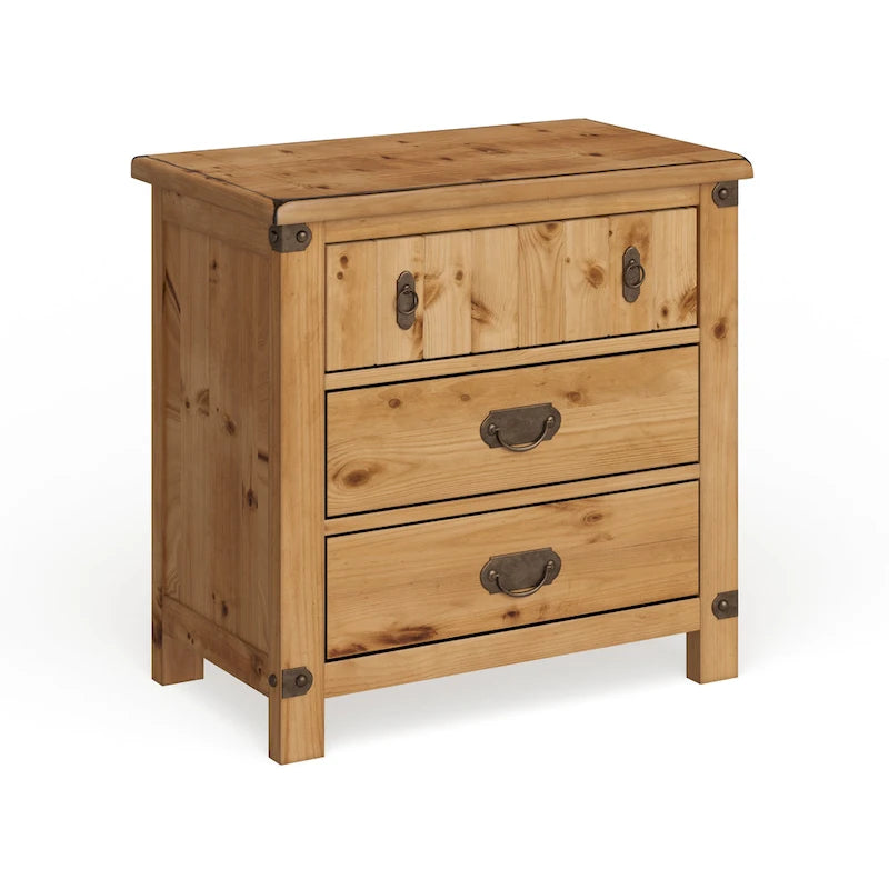 Wood 3-Drawer Nightstand with USB Outlet