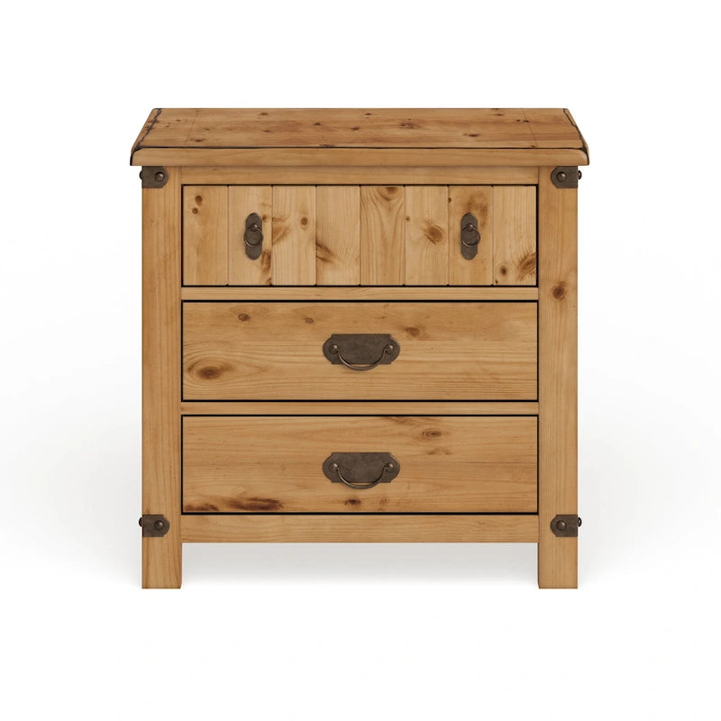 Wood 3-Drawer Nightstand with USB Outlet