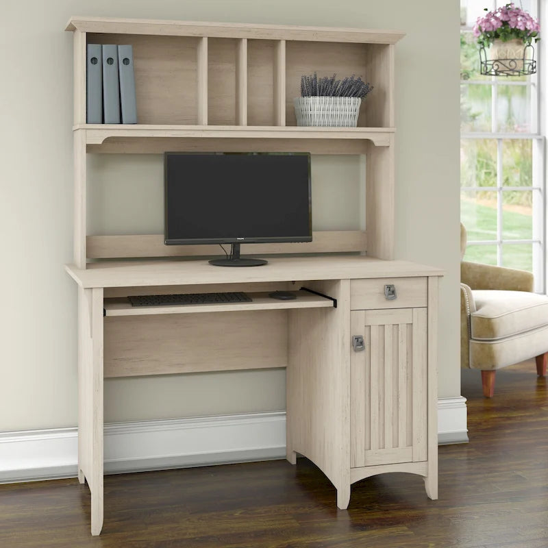 Small Computer Desk with Storage Hutch