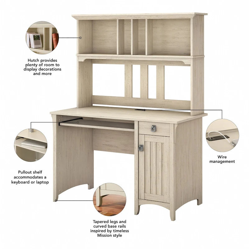 Small Computer Desk with Storage Hutch