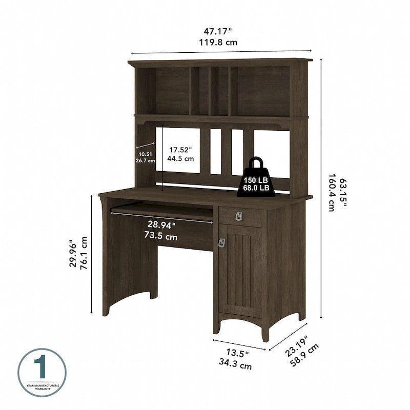 Small Computer Desk with Storage Hutch