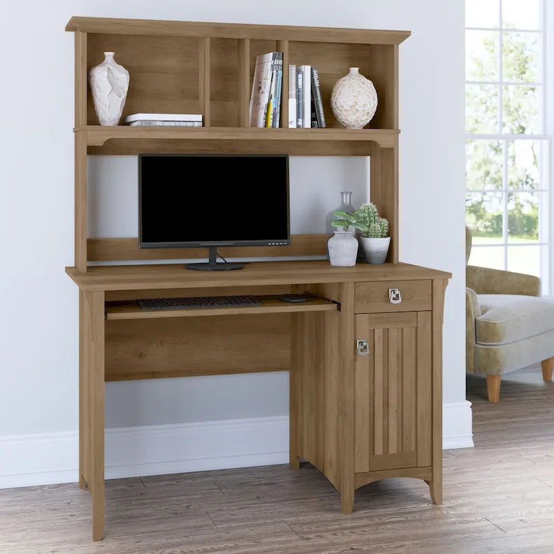 Small Computer Desk with Storage Hutch
