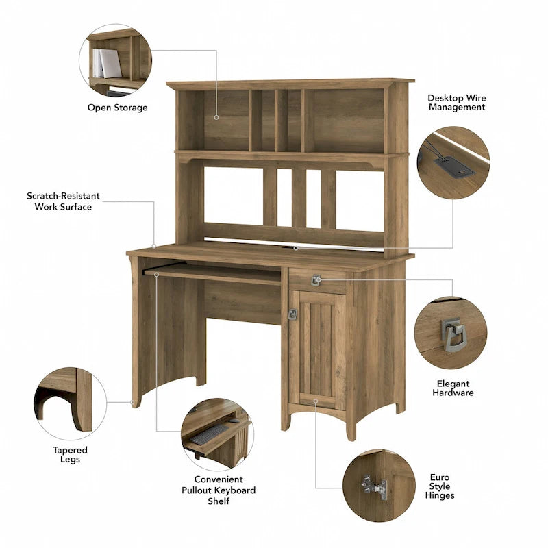 Small Computer Desk with Storage Hutch