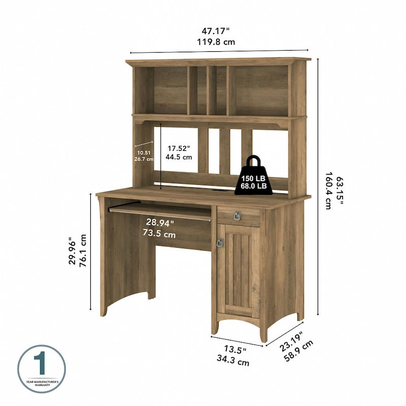 Small Computer Desk with Storage Hutch