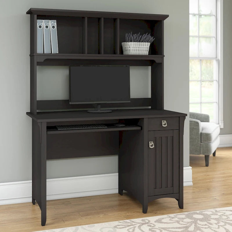 Small Computer Desk with Storage Hutch