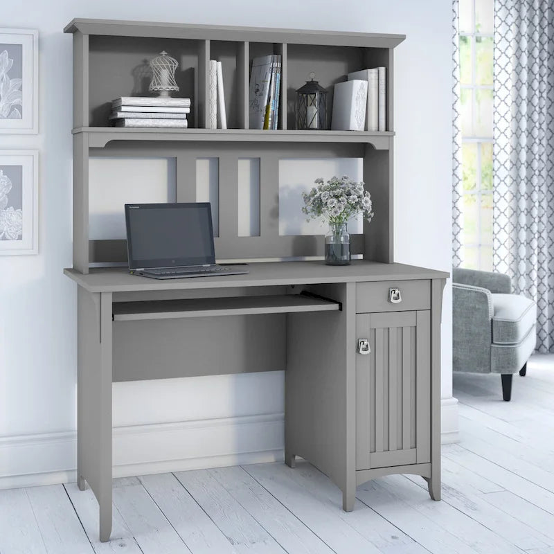 Small Computer Desk with Storage Hutch