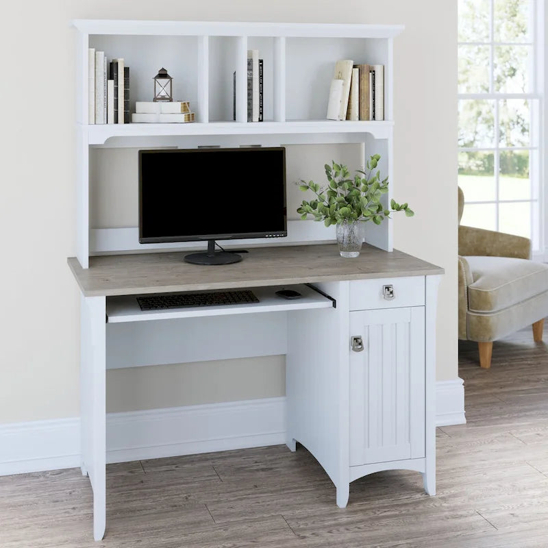 Small Computer Desk with Storage Hutch