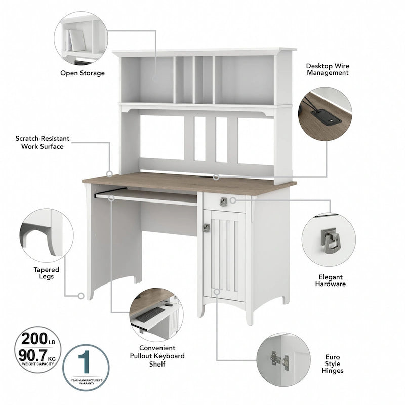 Small Computer Desk with Storage Hutch