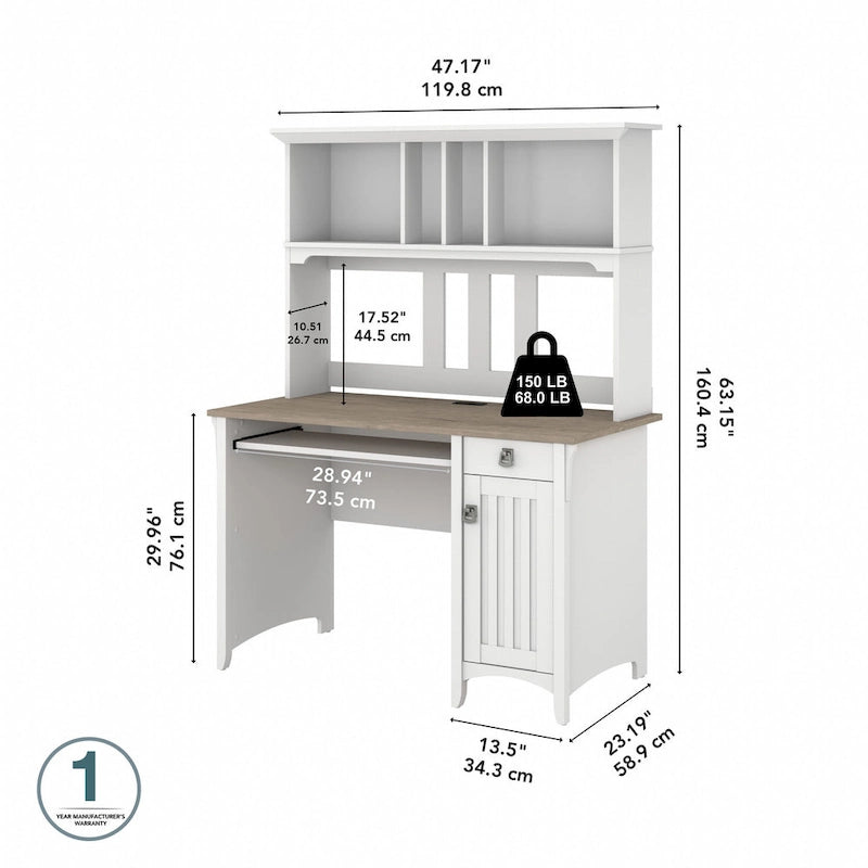 Small Computer Desk with Storage Hutch