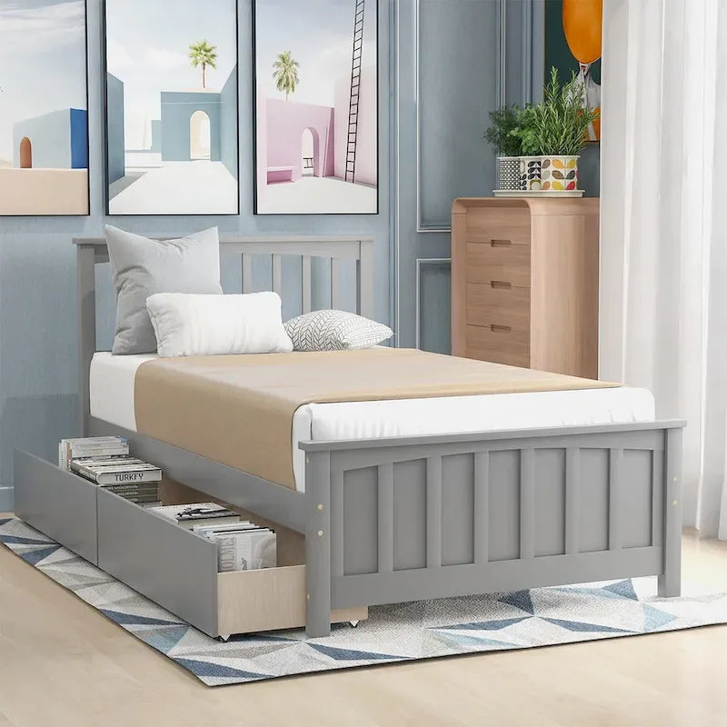 Merax Twin-size Platform Bed with 2 Storage Drawers