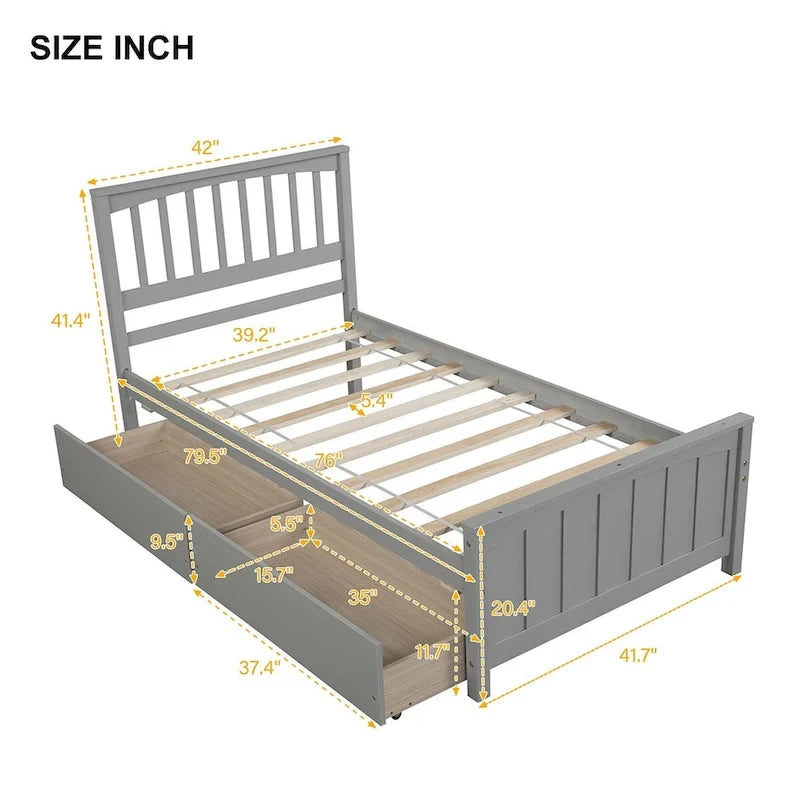 Merax Twin-size Platform Bed with 2 Storage Drawers