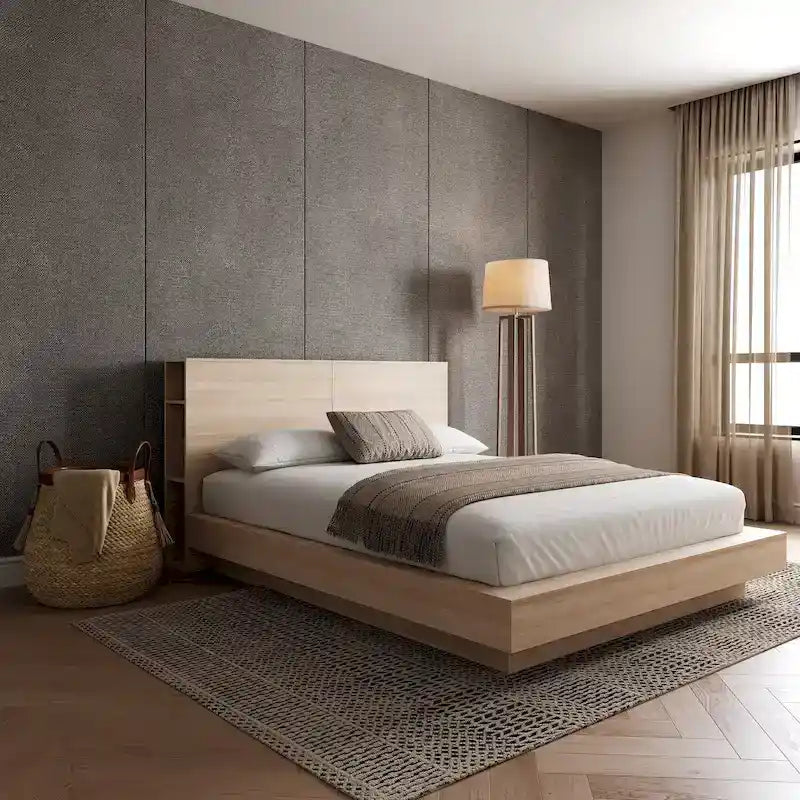 Platform Bed with Storage Headboard