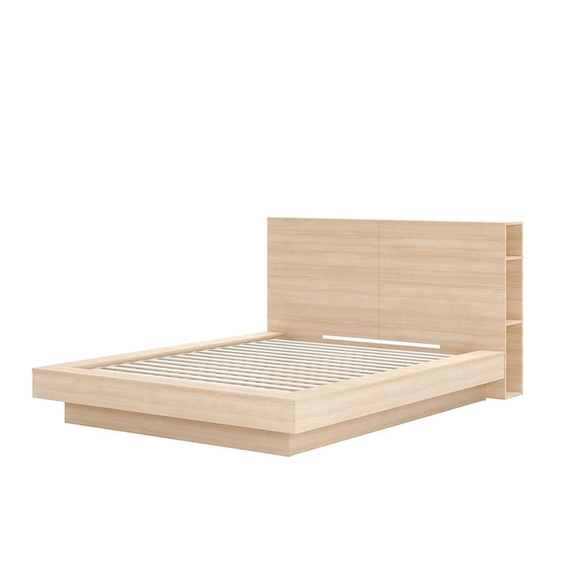 Platform Bed with Storage Headboard