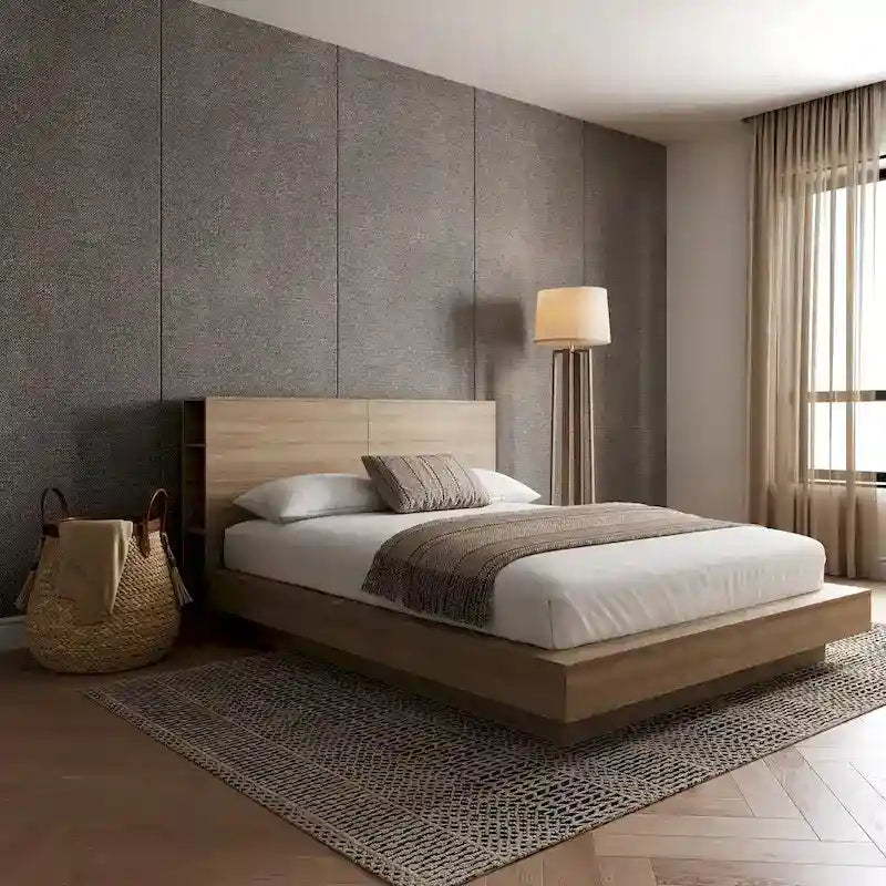 Platform Bed with Storage Headboard
