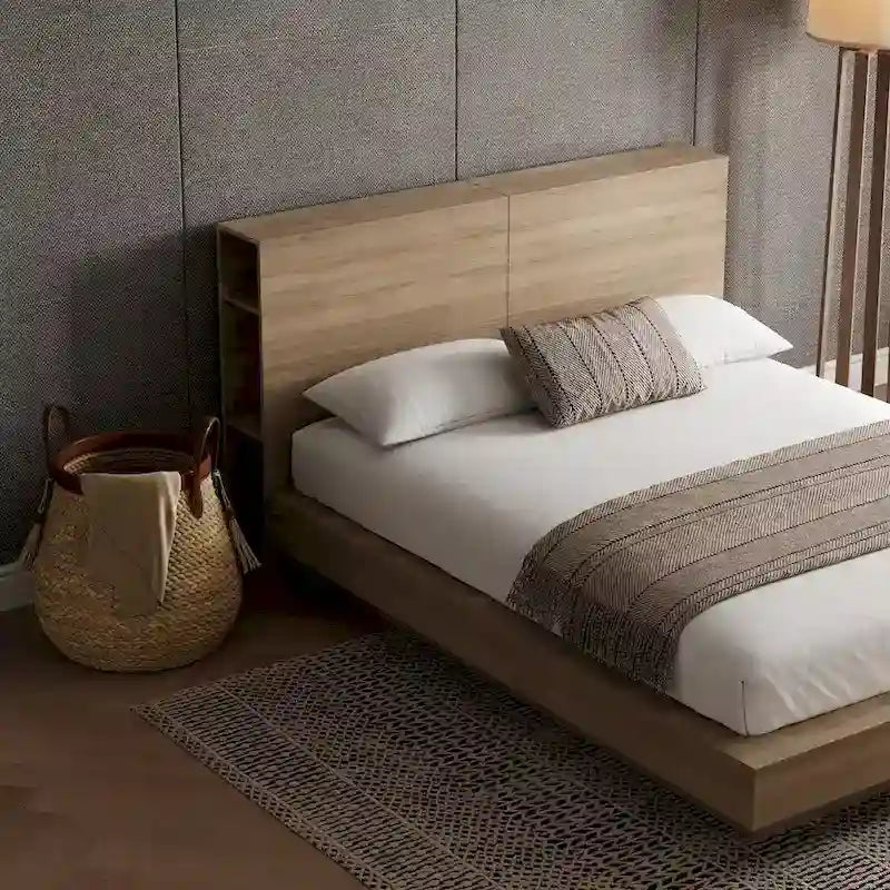 Platform Bed with Storage Headboard