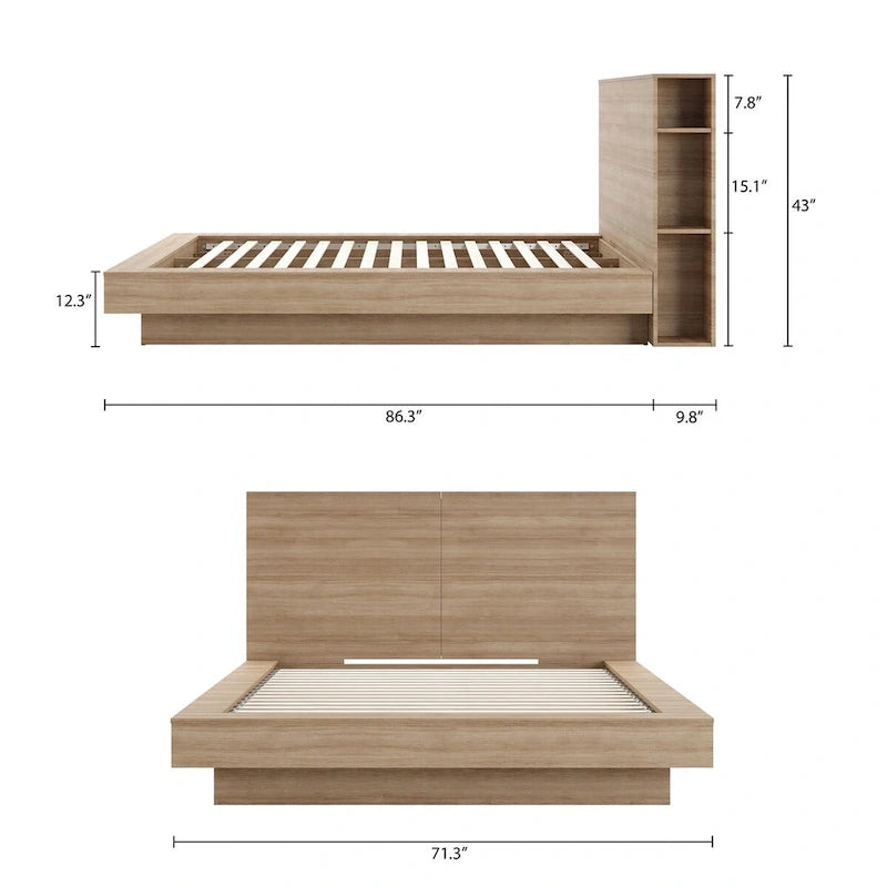Platform Bed with Storage Headboard
