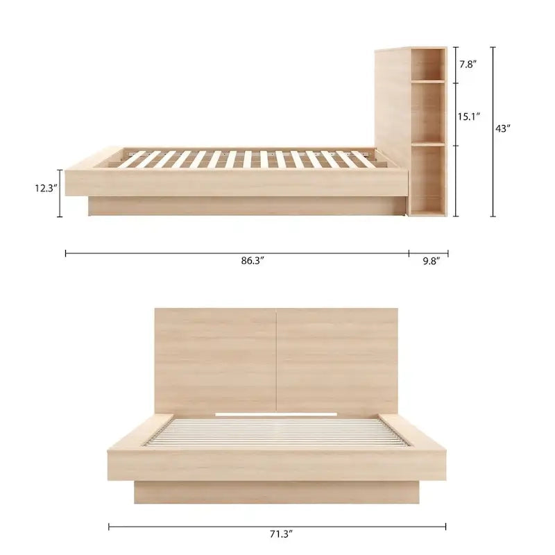 Platform Bed with Storage Headboard