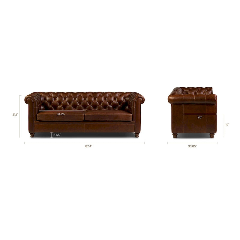 87 Sofa - Full Grain Genuine Italian Leather