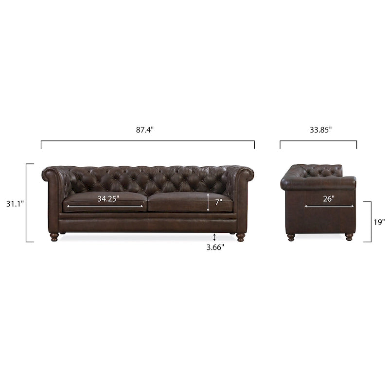 87 Sofa - Full Grain Genuine Italian Leather