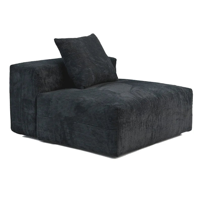 Comfy Corduroy Upholstered Deep Seat Sofa & Couch With Wood Legs and 4 Pillows