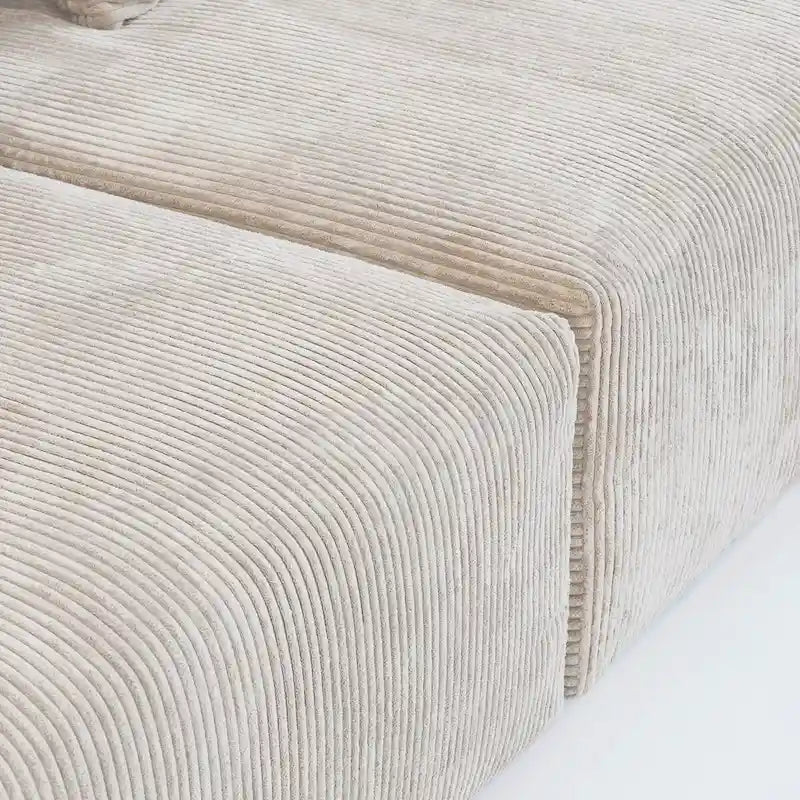 Comfy Corduroy Upholstered Deep Seat Sofa & Couch With Wood Legs and 4 Pillows