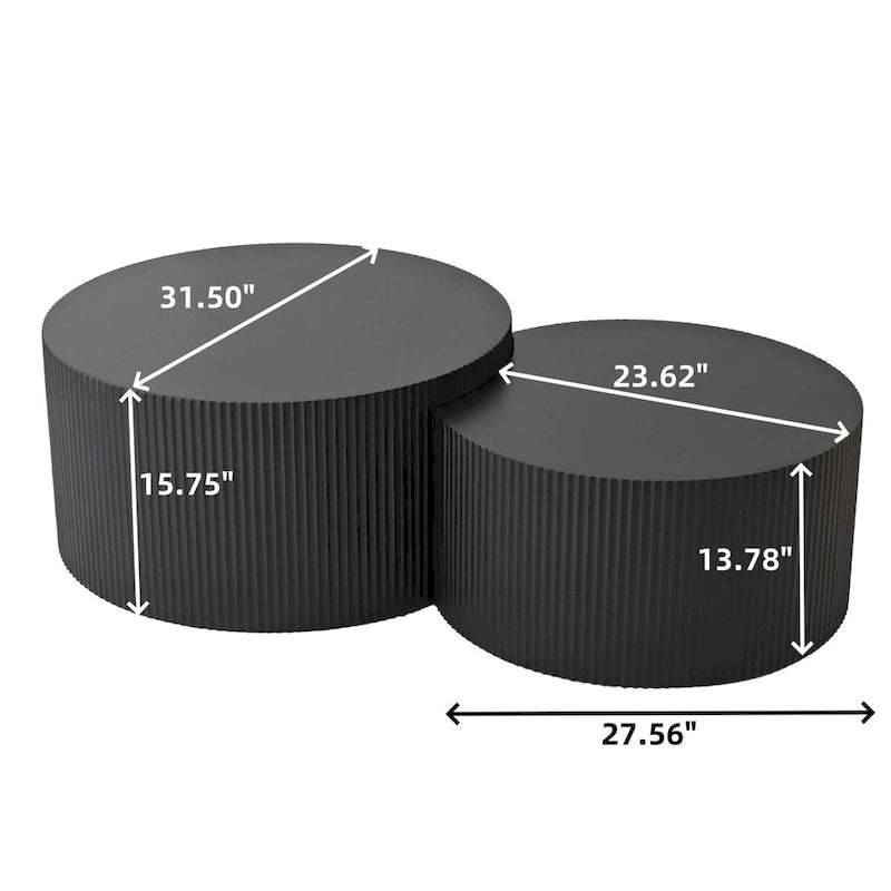 Vertical Stripe Design Nesting Coffee Table Set