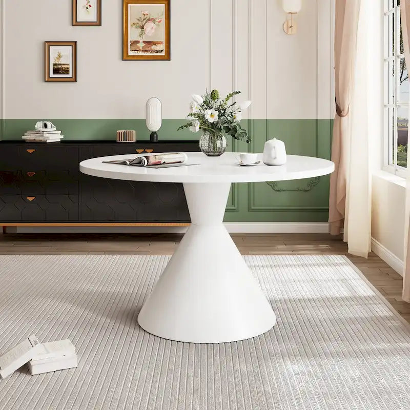 Clihome Round High Gloss Large Countertop Dining Table
