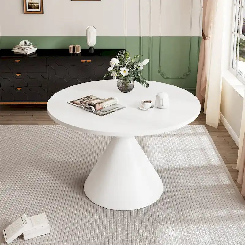 Clihome Round High Gloss Large Countertop Dining Table