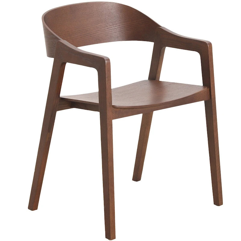 Modern Accent Dining Chairs with Arms in Oak Wood for Dining Room, Living Room and Kitchen