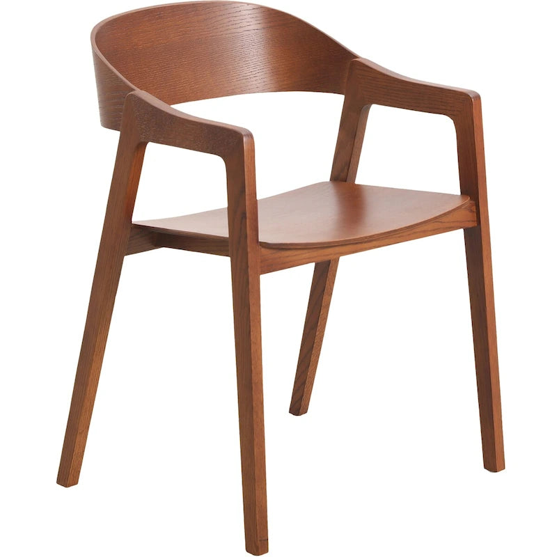 Modern Accent Dining Chairs with Arms in Oak Wood for Dining Room, Living Room and Kitchen