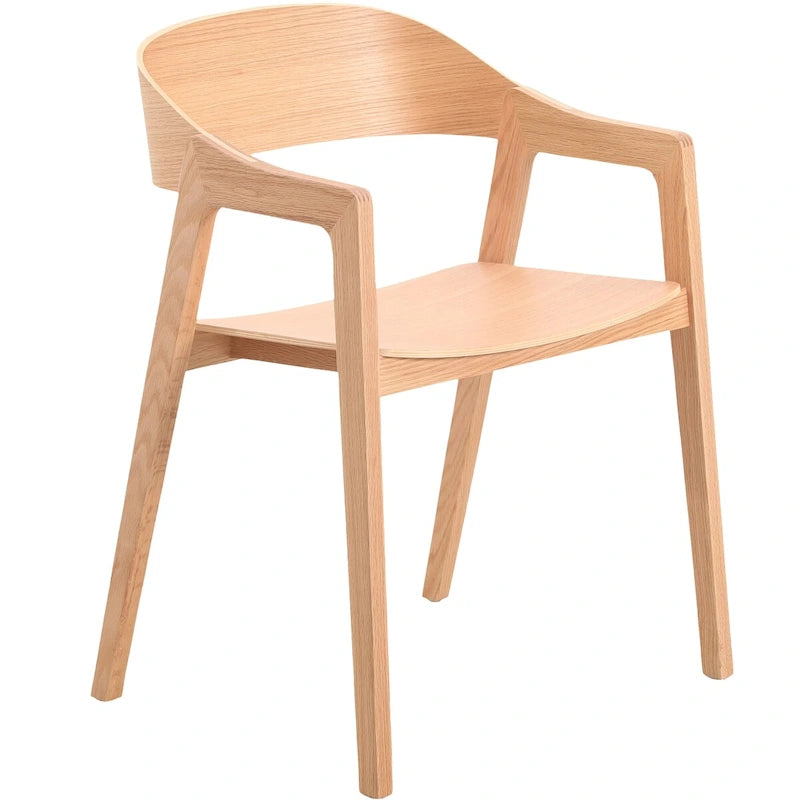 Modern Accent Dining Chairs with Arms in Oak Wood for Dining Room, Living Room and Kitchen