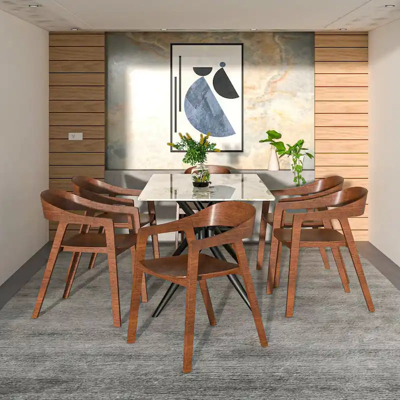 Modern Accent Dining Chairs with Arms in Oak Wood for Dining Room, Living Room and Kitchen