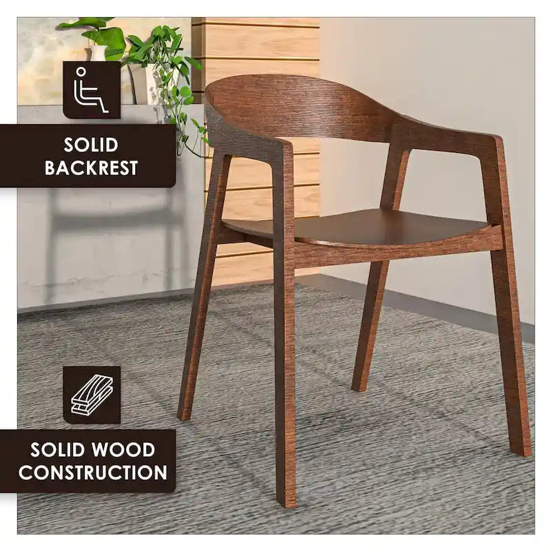 Modern Accent Dining Chairs with Arms in Oak Wood for Dining Room, Living Room and Kitchen