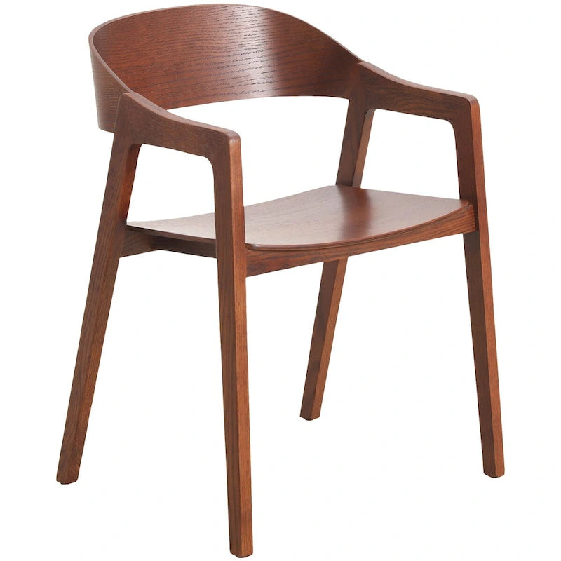 Modern Accent Dining Chairs with Arms in Oak Wood for Dining Room, Living Room and Kitchen