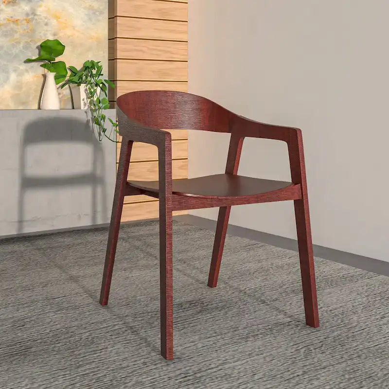 Modern Accent Dining Chairs with Arms in Oak Wood for Dining Room, Living Room and Kitchen