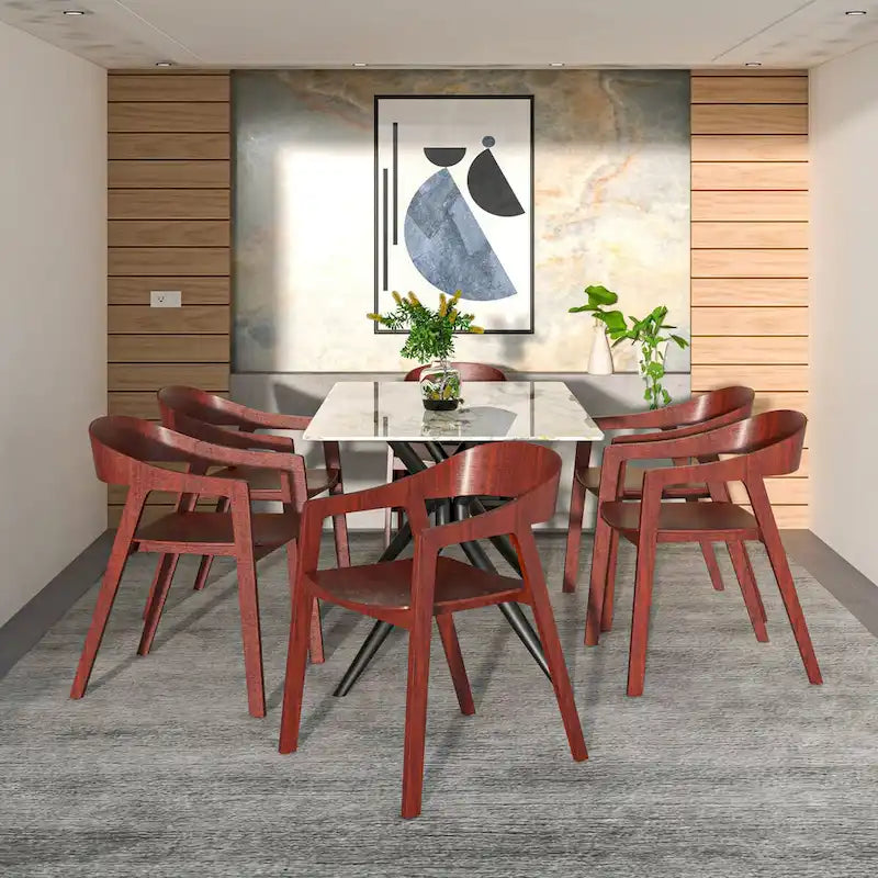 Modern Accent Dining Chairs with Arms in Oak Wood for Dining Room, Living Room and Kitchen
