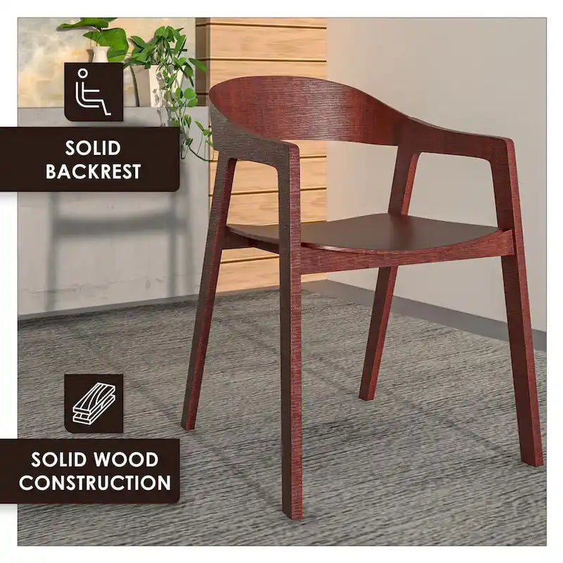 Modern Accent Dining Chairs with Arms in Oak Wood for Dining Room, Living Room and Kitchen