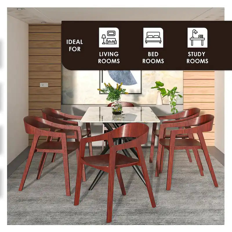 Modern Accent Dining Chairs with Arms in Oak Wood for Dining Room, Living Room and Kitchen