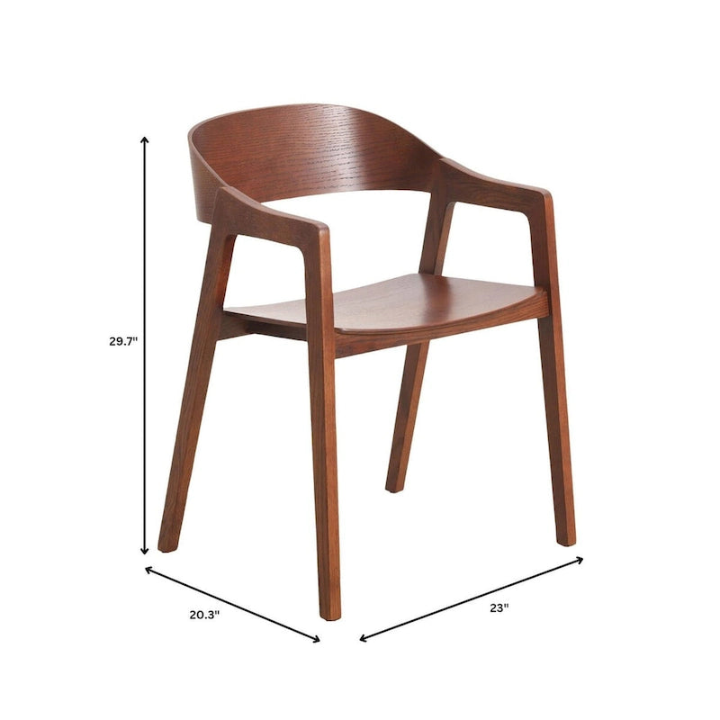 Modern Accent Dining Chairs with Arms in Oak Wood for Dining Room, Living Room and Kitchen