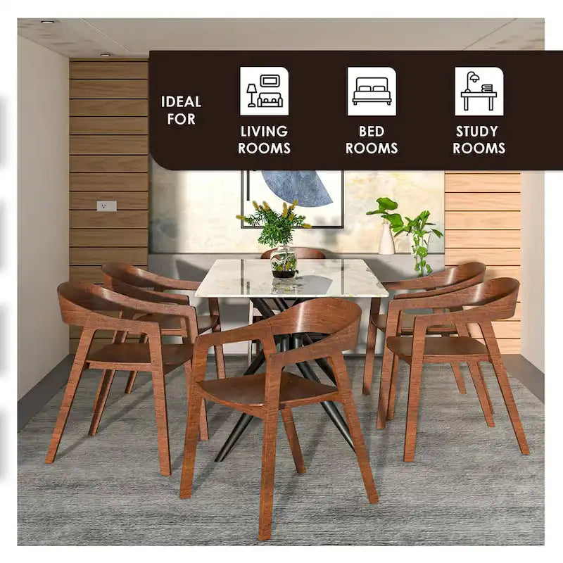 Modern Accent Dining Chairs with Arms in Oak Wood for Dining Room, Living Room and Kitchen