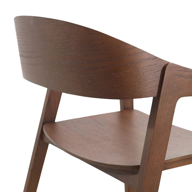 Modern Accent Dining Chairs with Arms in Oak Wood for Dining Room, Living Room and Kitchen