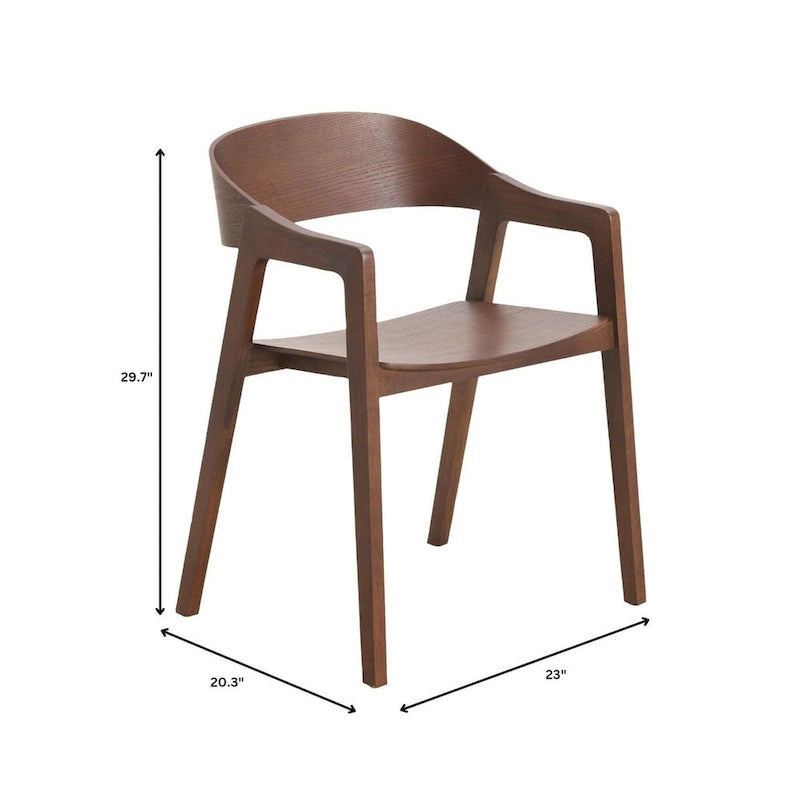 Modern Accent Dining Chairs with Arms in Oak Wood for Dining Room, Living Room and Kitchen
