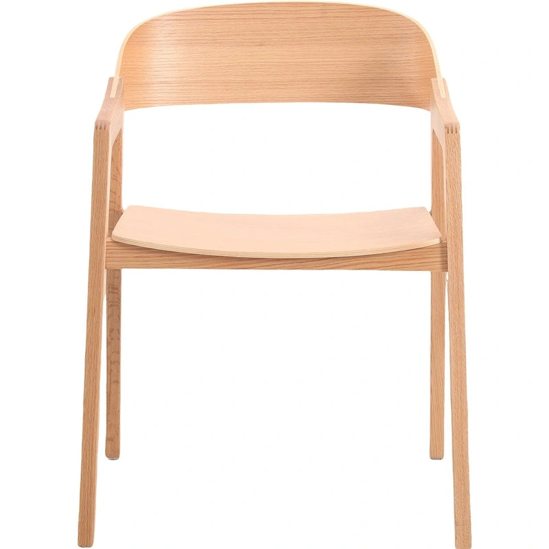 Modern Accent Dining Chairs with Arms in Oak Wood for Dining Room, Living Room and Kitchen