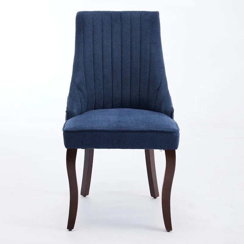 Rayon Cloth Flocking Linen Dining Chairs Channel Kitchen Dinner Chair Comfy Fabric Upholstered Accent Chair,Set of 2
